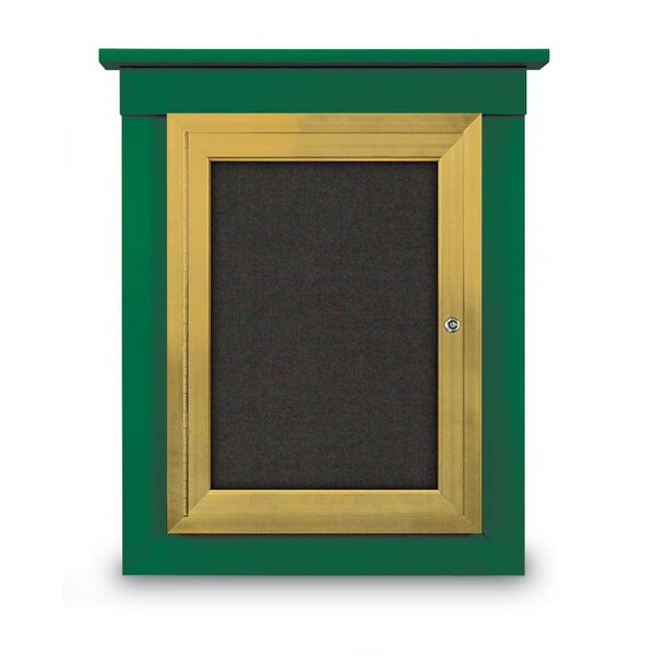 60"x48" 2-Door Enclosed Letterboard, Header, Blue Vinyl/Walnut